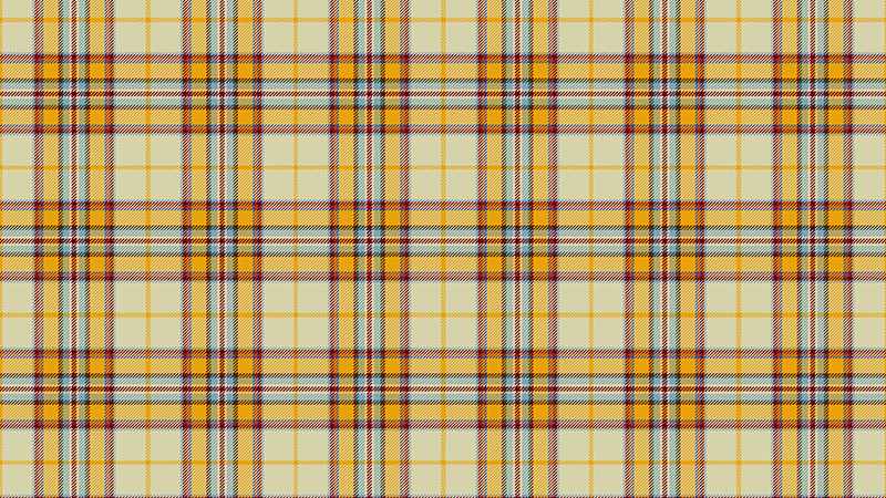 Image of The Young Woman's Movement tartan, which has a yellow base and red and blue details