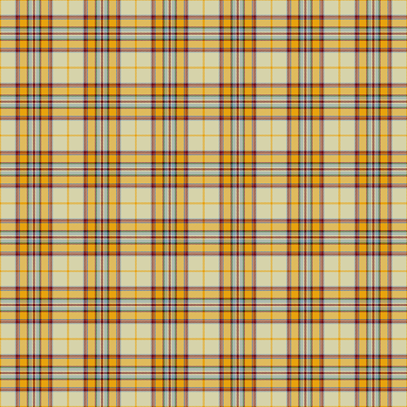 Image of The Young Woman's Movement tartan, which has a yellow base and red and blue details
