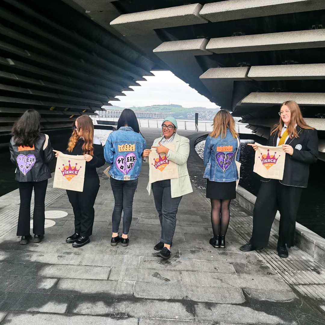 Oor Fierce Girls group outside the V&A in Dundee