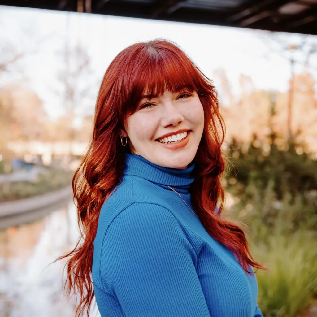 Hannah Gould smiling at camera.