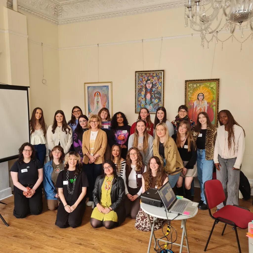 Group photo of the Young Women Lead cohort in Edinburgh at the Arthur Conan Doyle Centre