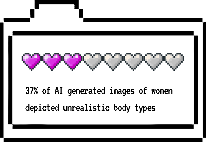 visualisation of 37% of AI generated images of women depict unrealistic body types