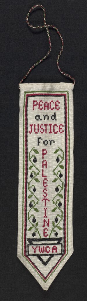 Cross stitch peace and justice for Palestine